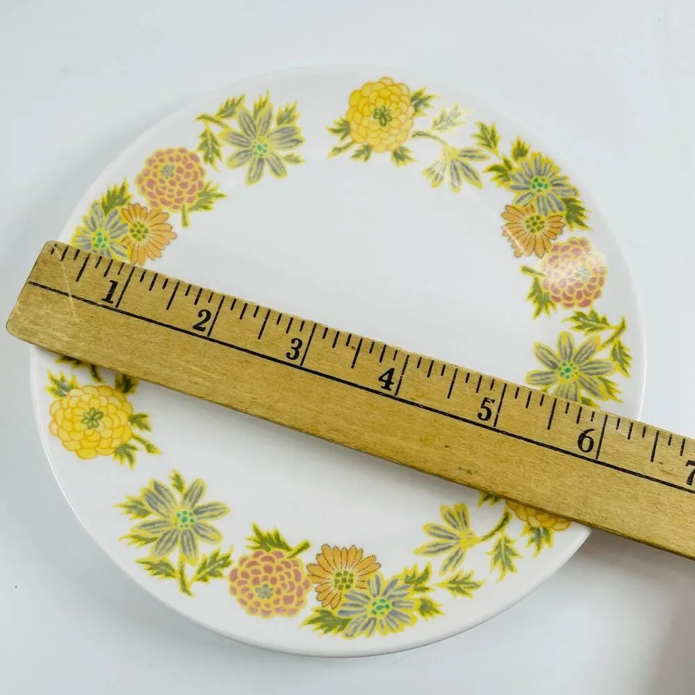 Noritake Progression SUNNY SIDE 9003 Set of 4: 3 Saucers 1 Bread Plate Japan MCM